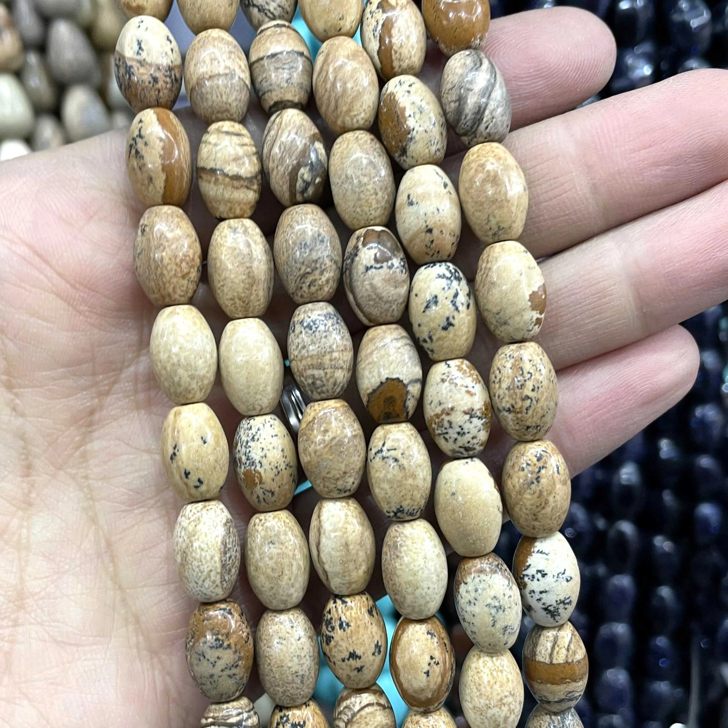 6 8 10MM Natural Stone Rice Shape Agates Crystal Quartz Loose Spacer Beads For Jewelry Making DIY Bracelet Necklace Accessories