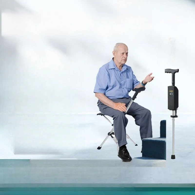 

High-tech automatic folding crutches with seat for the elderly anti-drop and anti-skid smart crutch chair