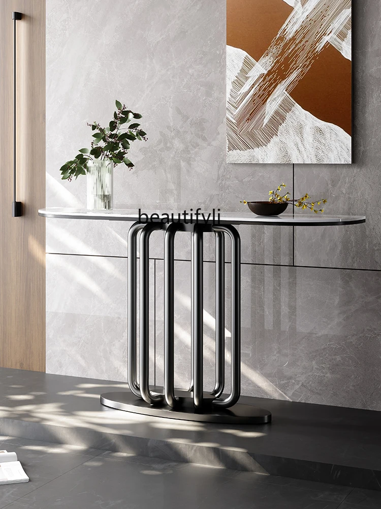 Hallway a Long Narrow Table Light Luxury and Simplicity Modern Home Console Wall Side View Decorative Table