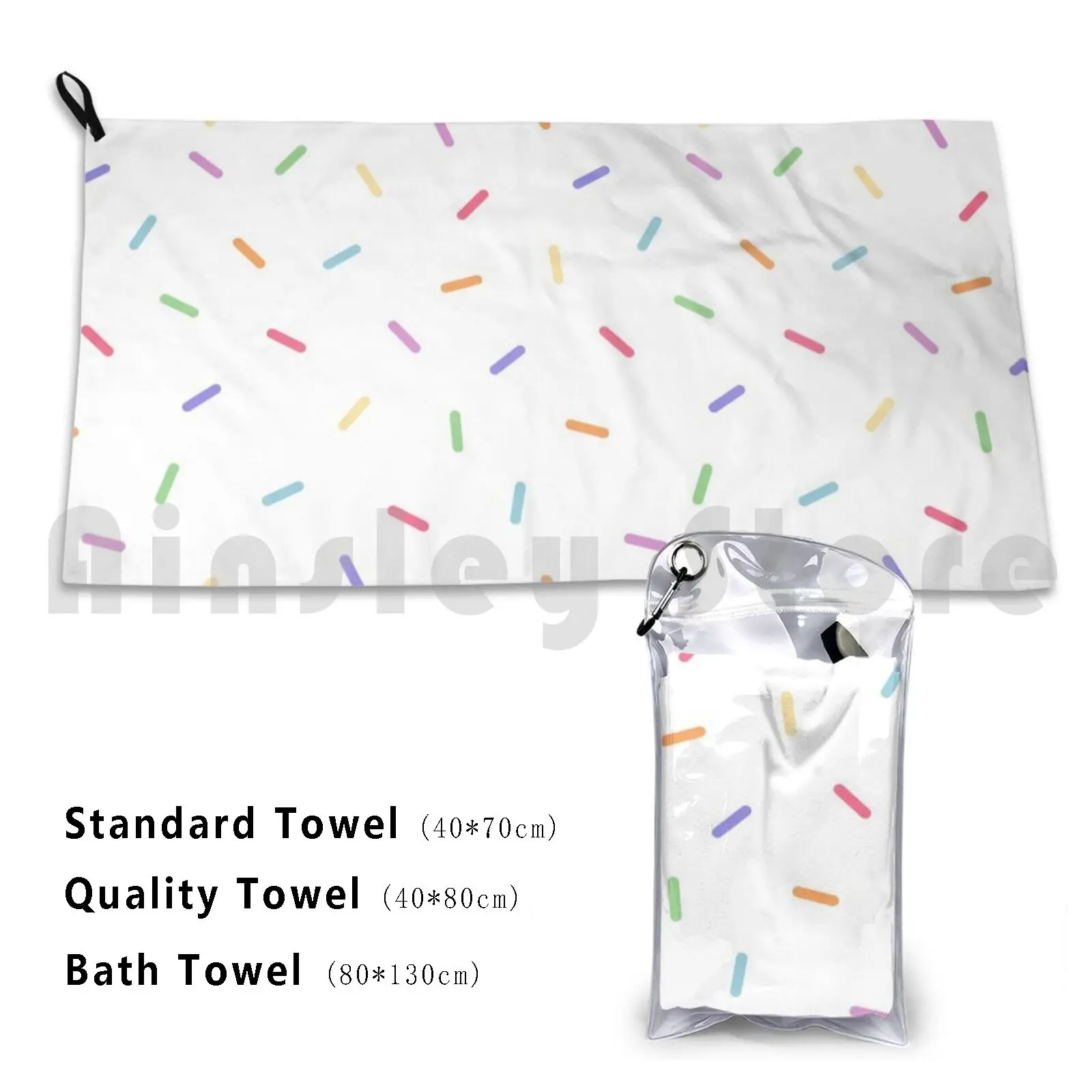 

Rainbow Candy Sprinkles Beach Towel Quick Dry Quality Towel Rainbow Candy Sprinkles Cute Kawaii Fun Pastel Colors