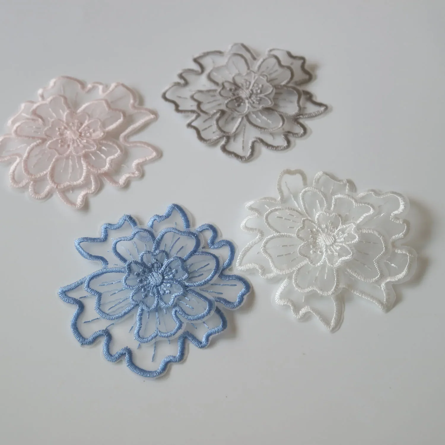 

5pc/lot 3layer embroidered flower patches for clothing DIY floral embroidery parches appliques clothes decoration parch ropa