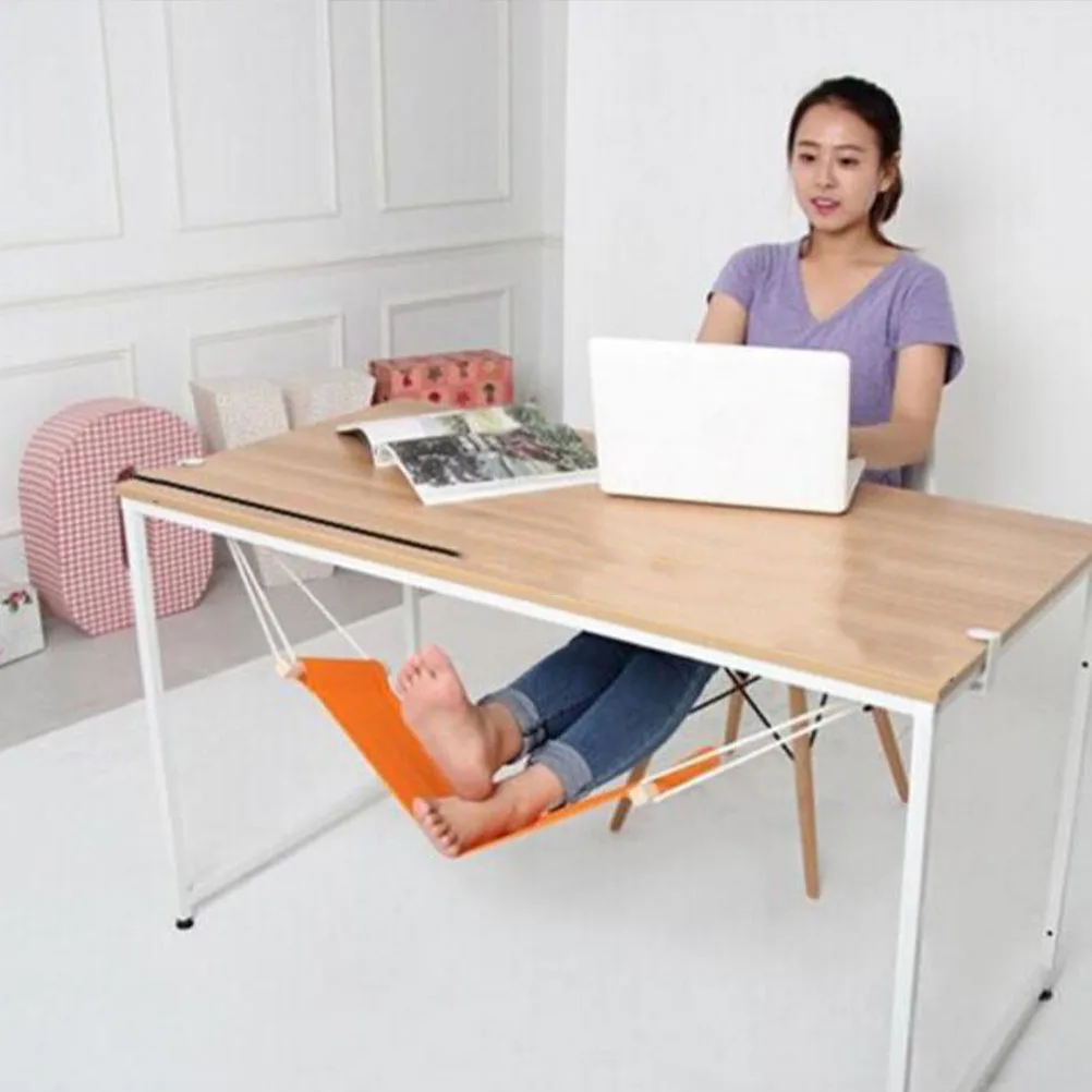 

Foot Hammock Under Desk Footrest Portable Hanging Cushion for Office Home Use Sturdy Easy to Install Adjust Height