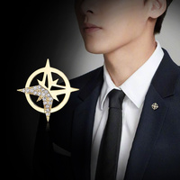 Six-Pointed Star Brooch Men's Suit Corsage Small Collar Pin Shirt Collar Button Creative Personalized Badge Button