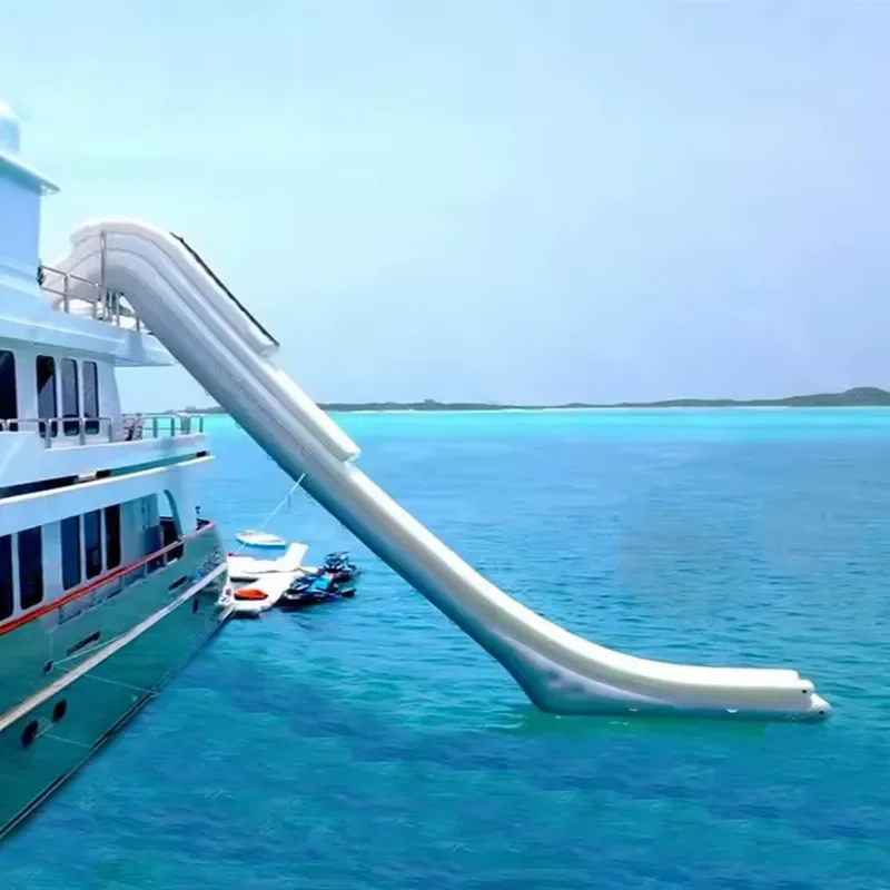 White Double Wall Fabric PVC Inflatable Gray Floating Yacht Slide Sea Pool Yacht Ocean Pool for Water Games