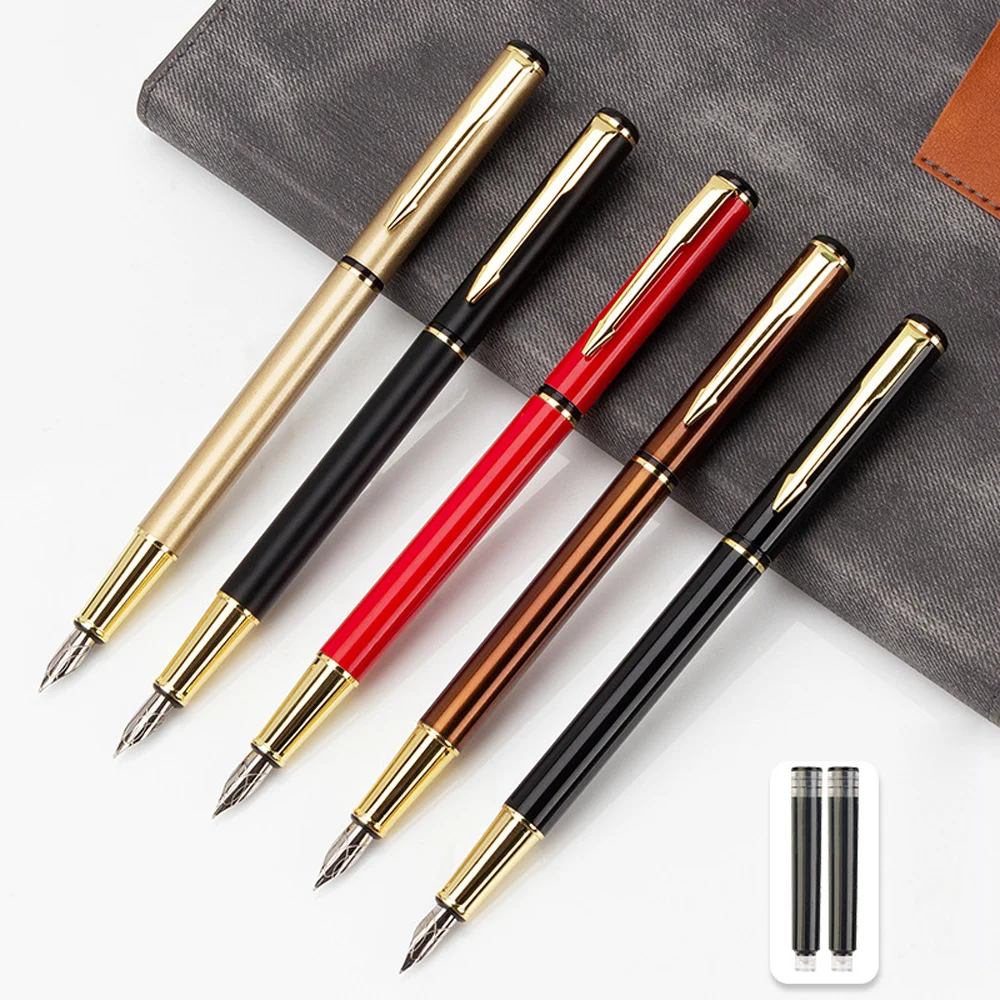 1PCS Retro Metal Fountain Pen Replaceable Ink Elegant Customized Gift for Writing Stationery  Business Office School Supplies