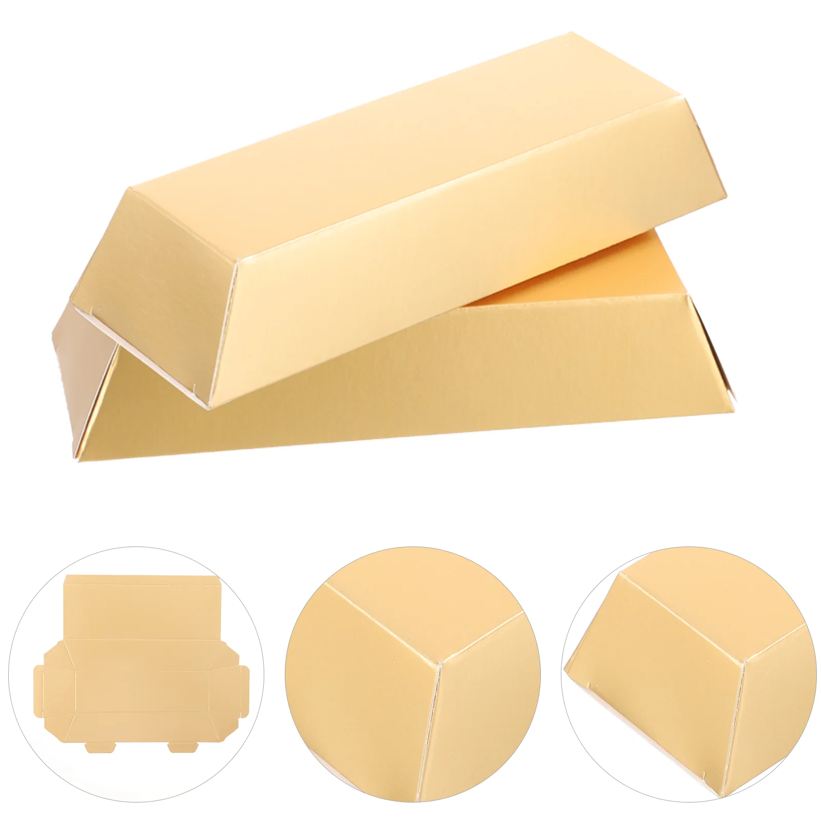 24 Pcs Gold Brick Shaped Gift Box Bar Ornament Game Props Party Decorations Treasure Boxes Golden Paper Case Favor Bars