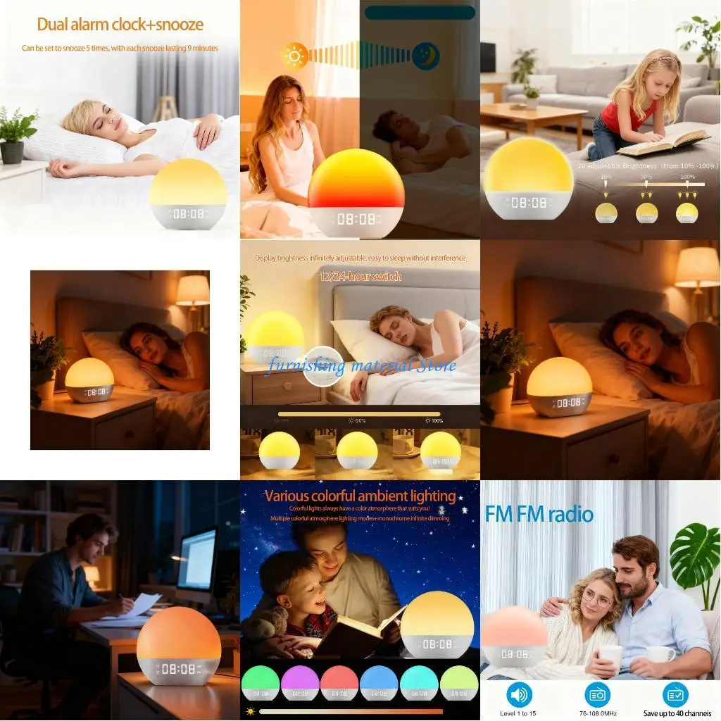 Y5GD صباح مساء مصباح Whir آلة استشارات مهدئة أجهزة إنذار مزدوجة 7 لون Moodlamp ساعة رقمية #1