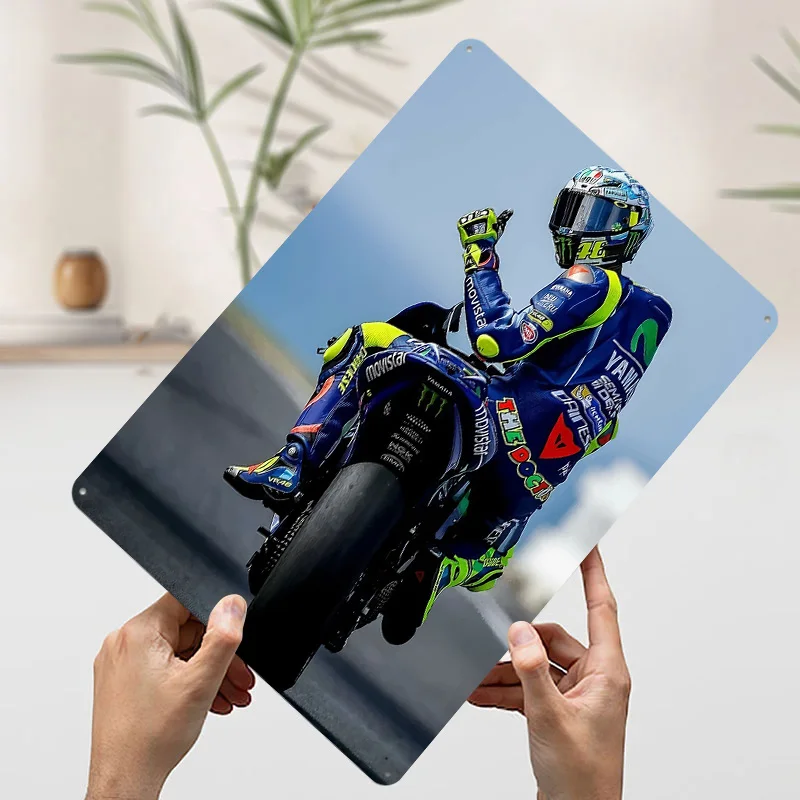 روسي VR46 دراجة نارية عمل مطبوعة ملصق ريترو خمر جدار الفن معدن القصدير علامات للمنزل غرفة نوم ديكورات مكتب ديكور #3