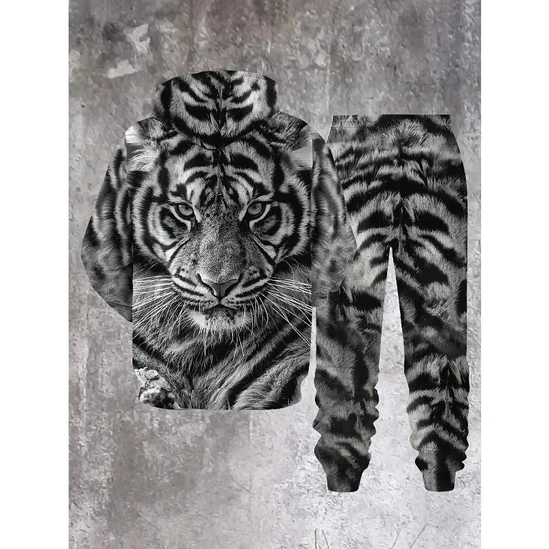 Модный и удобный комплект с капюшоном 2025 года с цифровой 3D-печатью очень подходит для повседневного спортивного и фитнес-одежды.