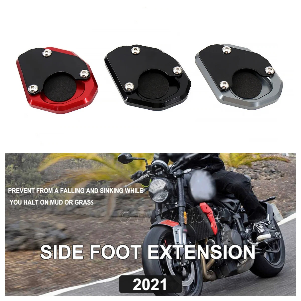 جديد للدراجات النارية باستخدام الحاسب الآلي الألومنيوم مسنده موسع القدم الجانب حامل تمديد المضادة للانزلاق قاعدة موسعة ل ترايدنت 660 ترايدنت 660 2021