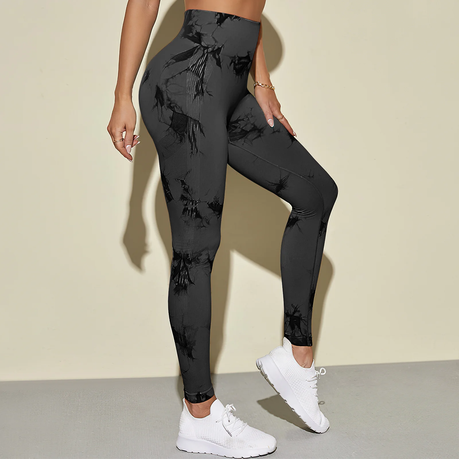 

Women Yoga Leggings High Waist Tie Dye Pattern Sweatpants Flexible Workout Pants for Cycling Dancing Pilates