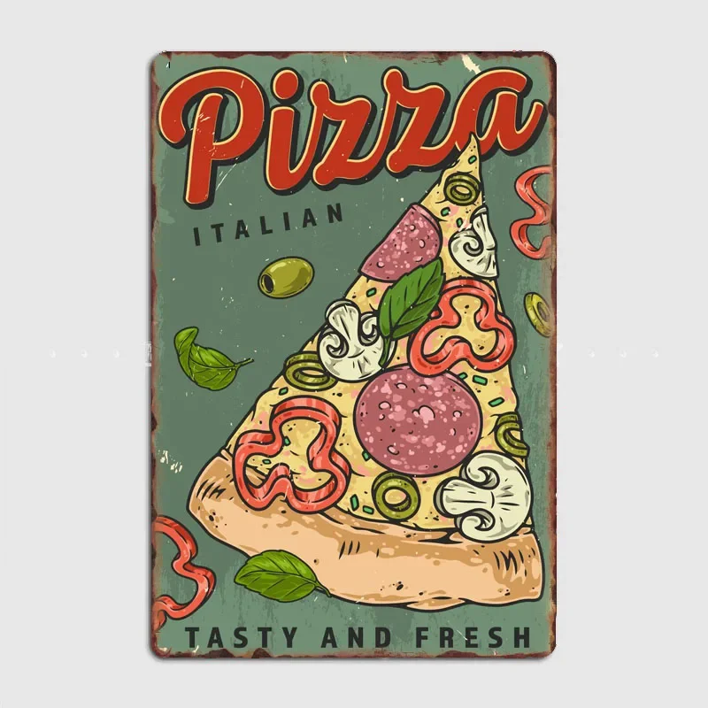 Pizza Italian Ristorante Metal Sign Poster Garage Living Room Decor Sign Cinema Living Custom Tin Vintage Home Decoration Wall