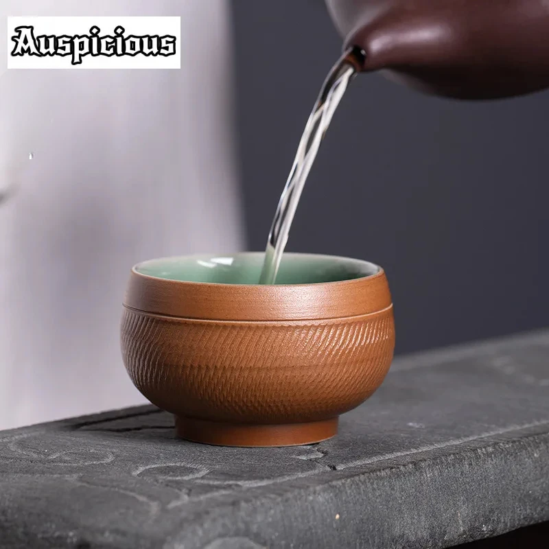 50ml Handmade Knife Jumping Celadon Teacup Tea Bowl Beautiful Tea Cup Tea-tasting Fragrance Cup Chazhan Master Cups Drinkware