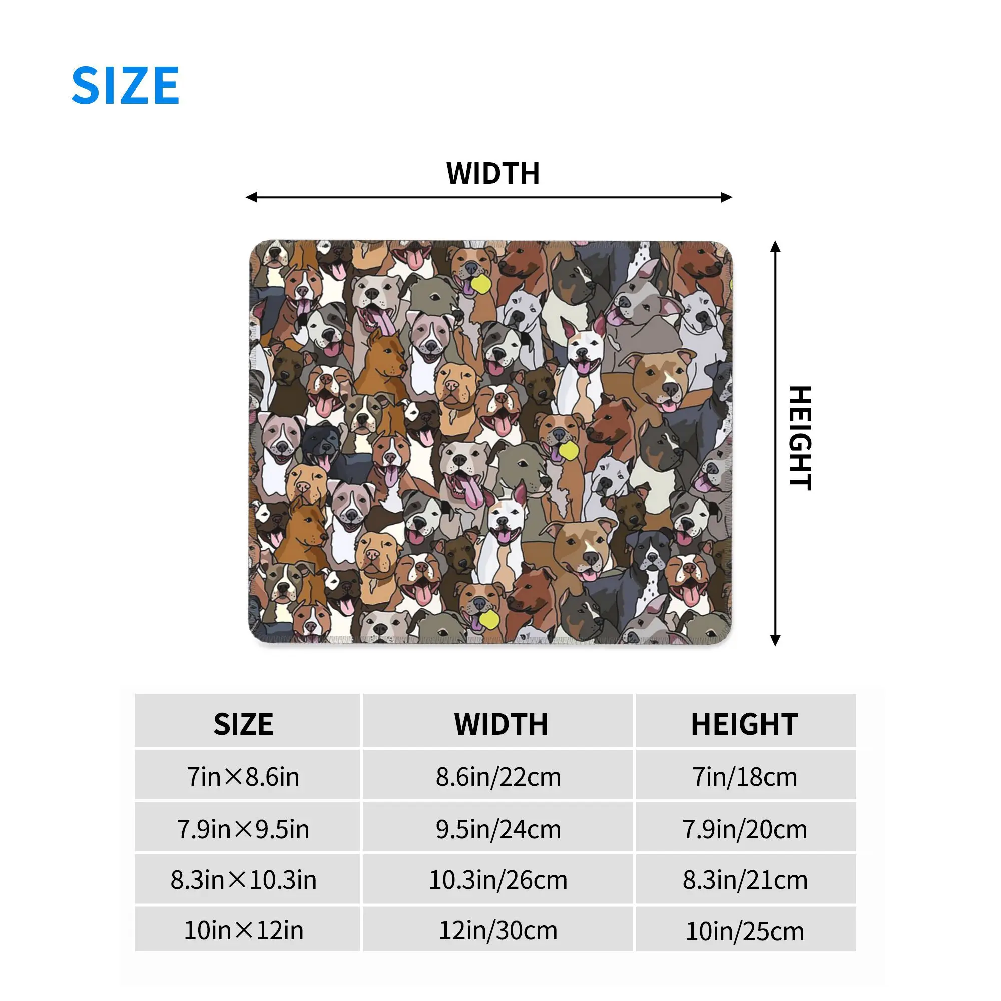 Pitbull Dog Pattern All The Mutts Mouse Pad Computer Keyboard Mouse Mat Gamer PC Laptop Desk Mat Office Accessories Table Mats