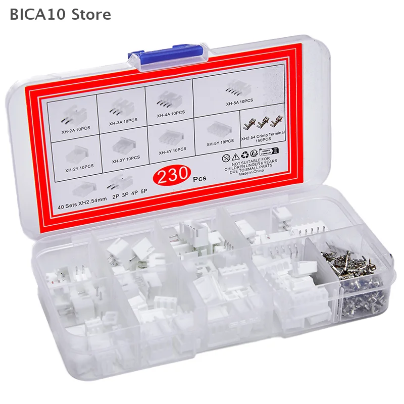 طقم طرفي محاصر مكون من 230 قطعة مع XH2.54 PH2.0 2p 3p 4p 5 Pin 2.54mm 2.0mm موصلات ومحولات JST للأسلاك #4