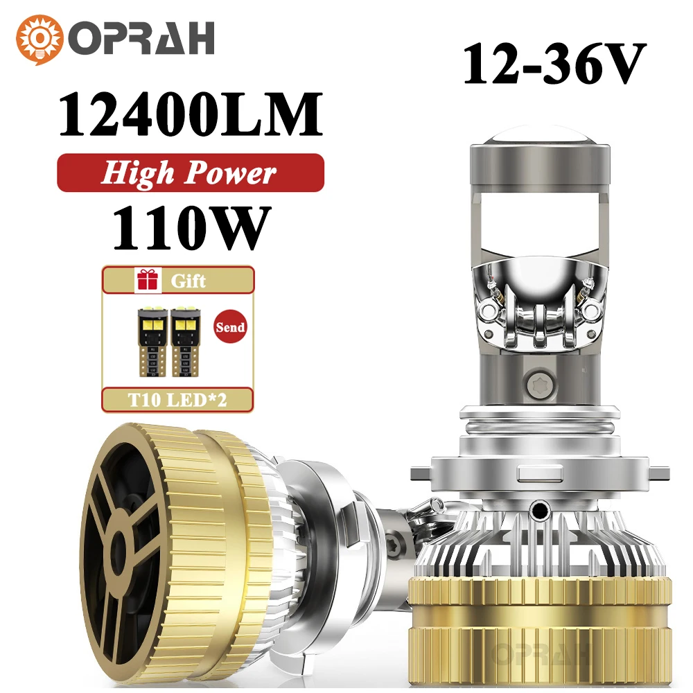 

Canbus 12400LM 110W Светодиодный проектор Len Фара H4 H7 H11 9005 9006 HB3 HB4 Высокая мощность 3570CSP Автоматическая мини-налобная лампа с вентилятором 6000K