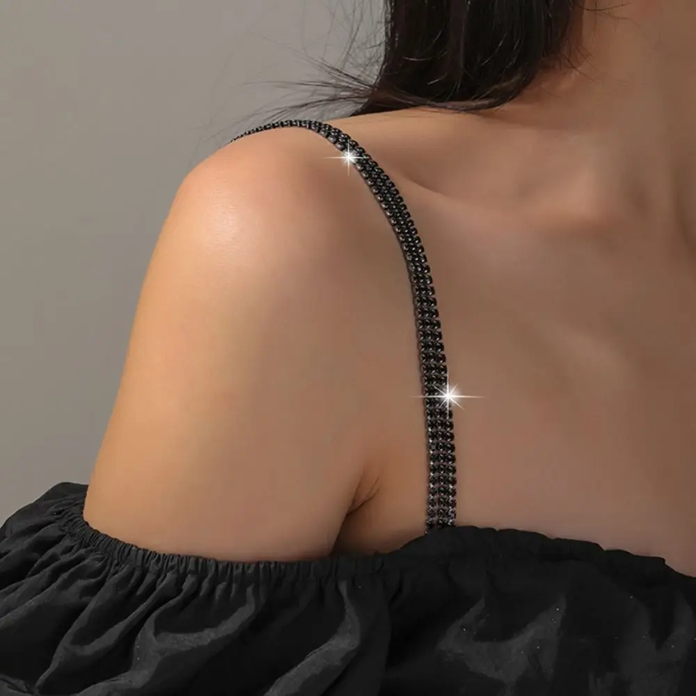 Fashion Metal Bras Straps Three Rows Rhinestone Aniti-slip Shoulder Straps Adjustable Underwear Strap