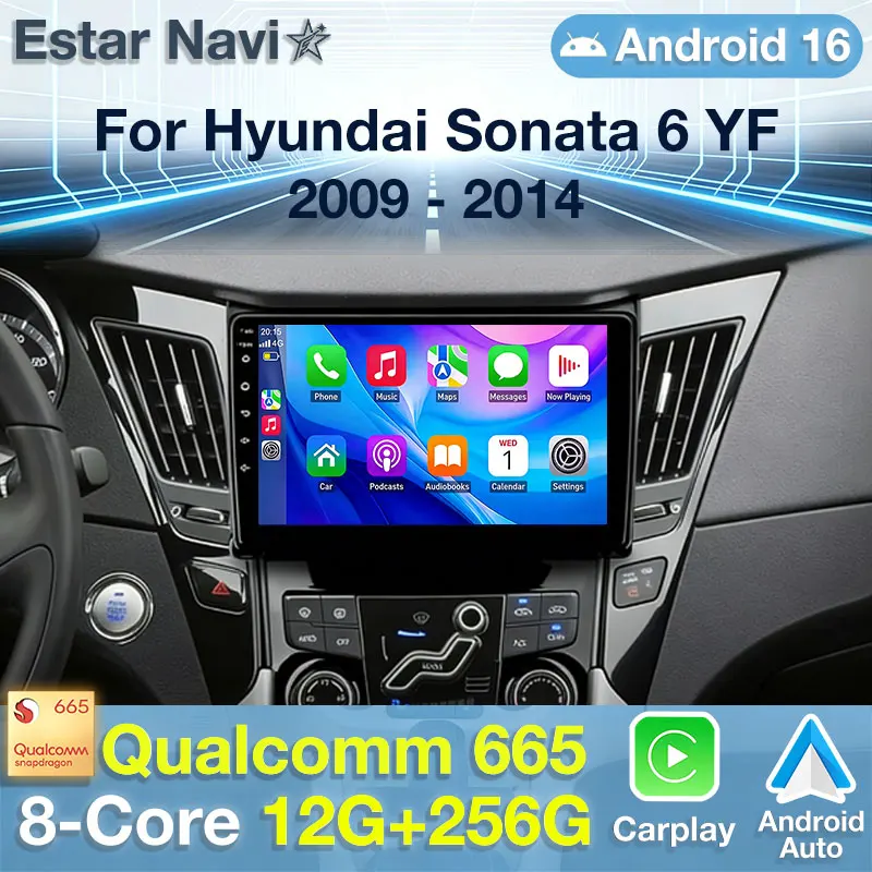 For Hyundai Sonata 6 YF 2009 - 2014 Android 16 Car Radio GPS Multimedia Player Navi Head Unit 360 Camera Video Wireless Carplay