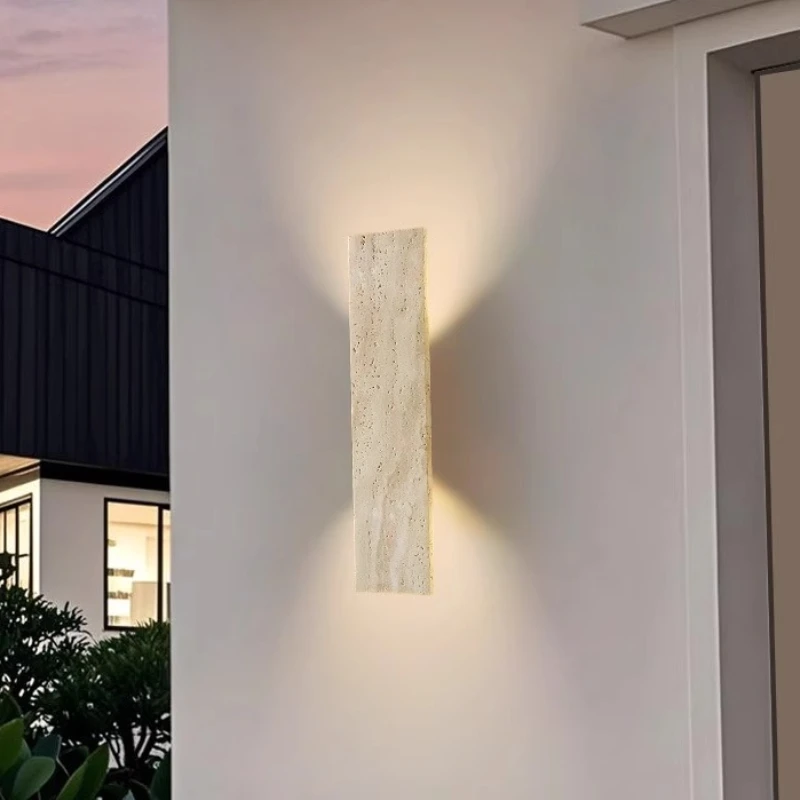 

Outdoor Waterproof Wall Lamp LED Wabi-sabi Natural Travertine Wall Sconce Up Lower Light Living Room Corridor 110V-240V Fixture