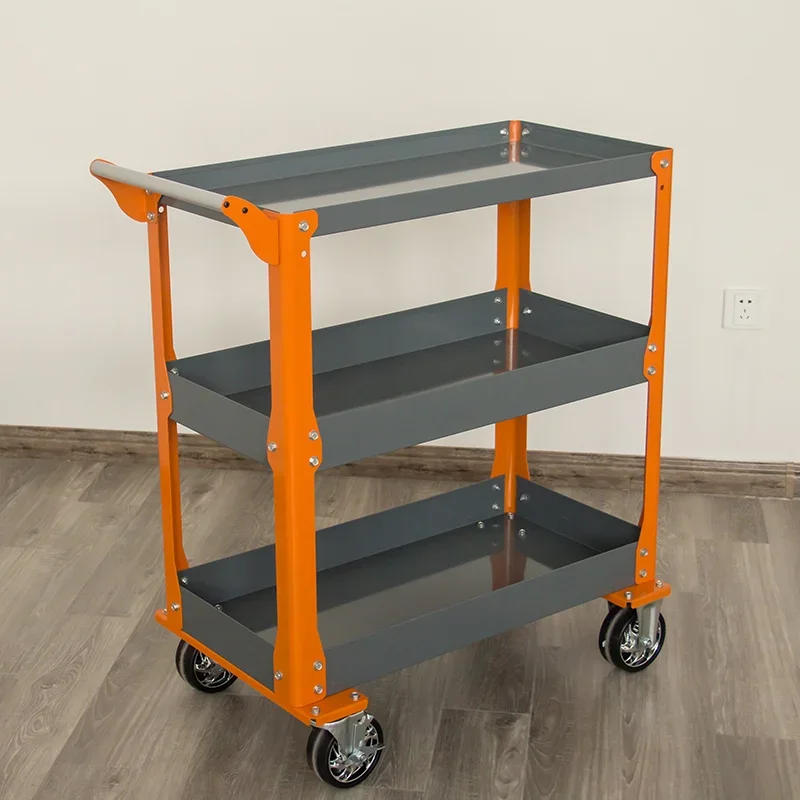 3-layer Metal Heavy Rolling Tool Storage Tool Trolley for auto repair