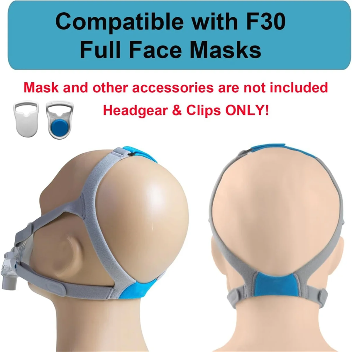 F30 CPAP 마스크용 FZFZ 헤드기어 스트랩, F30용 헤드기어 교체, 조정 가능한 가정용 인공호흡기 마스크 헤드밴드