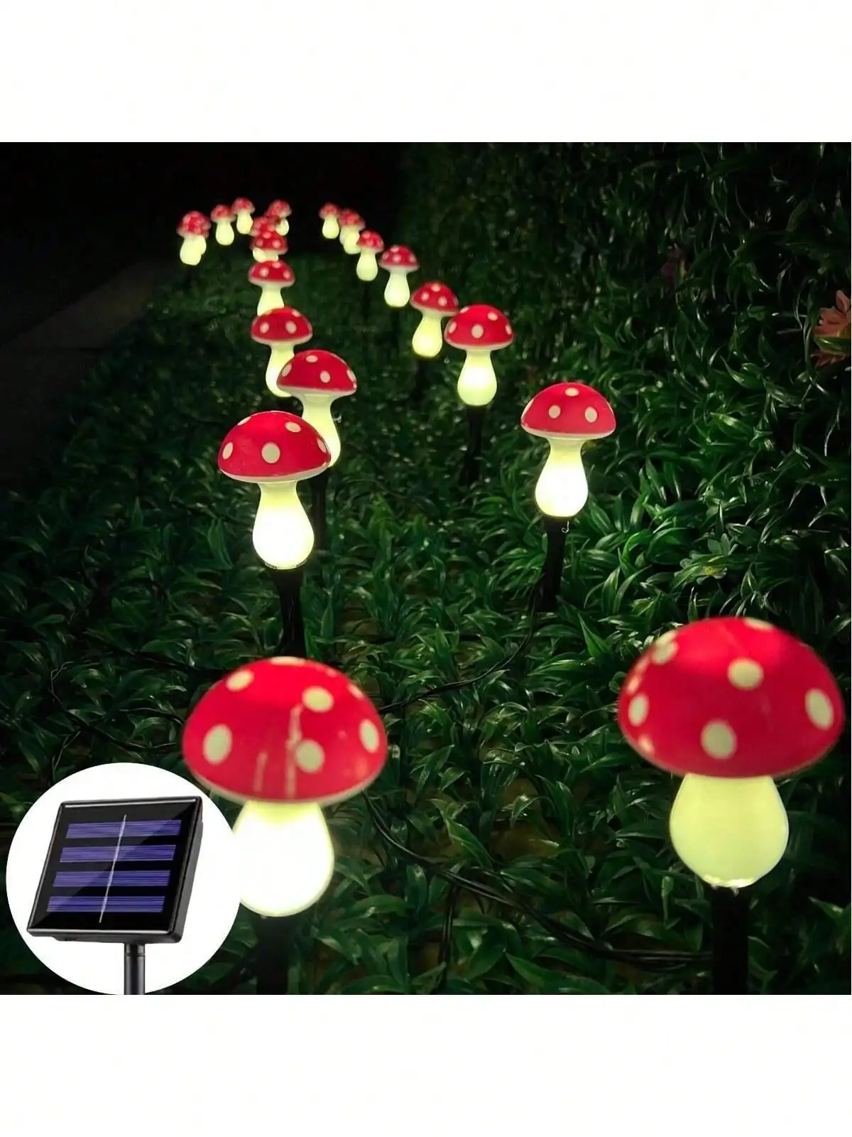 8/12/20 luci solari a forma di fungo rosso, LED caldo per la decorazione del letto di fiori della recinzione del giardino