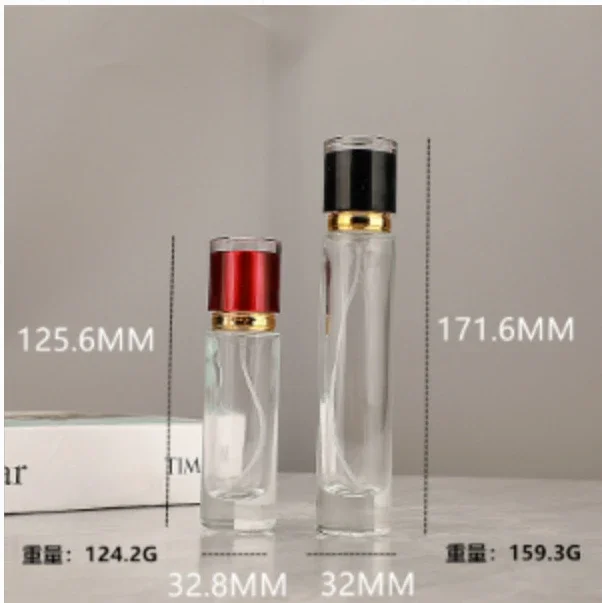 30ml 50ml Perfumy Butelka wielokrotnego napełniania Aiomize Złota pompa śrubowa Różowa czerwona pokrywka Puste przezroczyste szklane butelki z rozpylaczem zapachowym