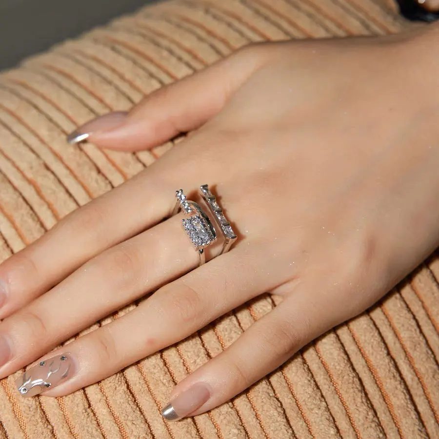 New Double-layer Cool Style Personalized Open Ring for Women with High-end and Niche Design, Internet Famous Jewelry