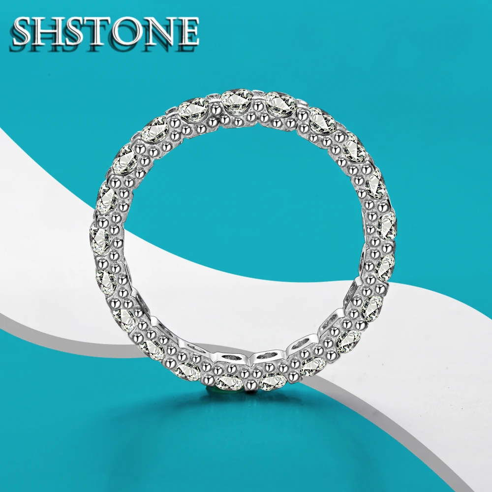 

SHSTONE 0.1 Carat 3mm D Color Moissanite Ring for Women Fine Jewelry with GRA 100% 925 Sterling Sliver White Gold Diamond Rings