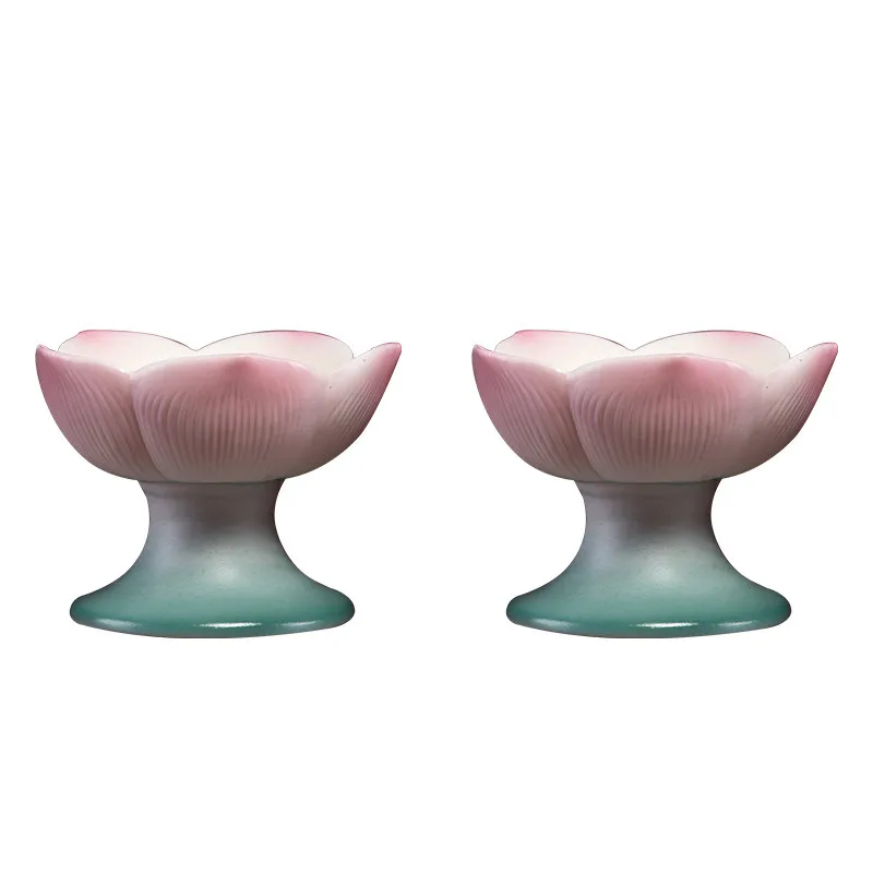 

Cz ceramic lotus candle holder for buddha offering, ghee offering, home use candlestick base ornament