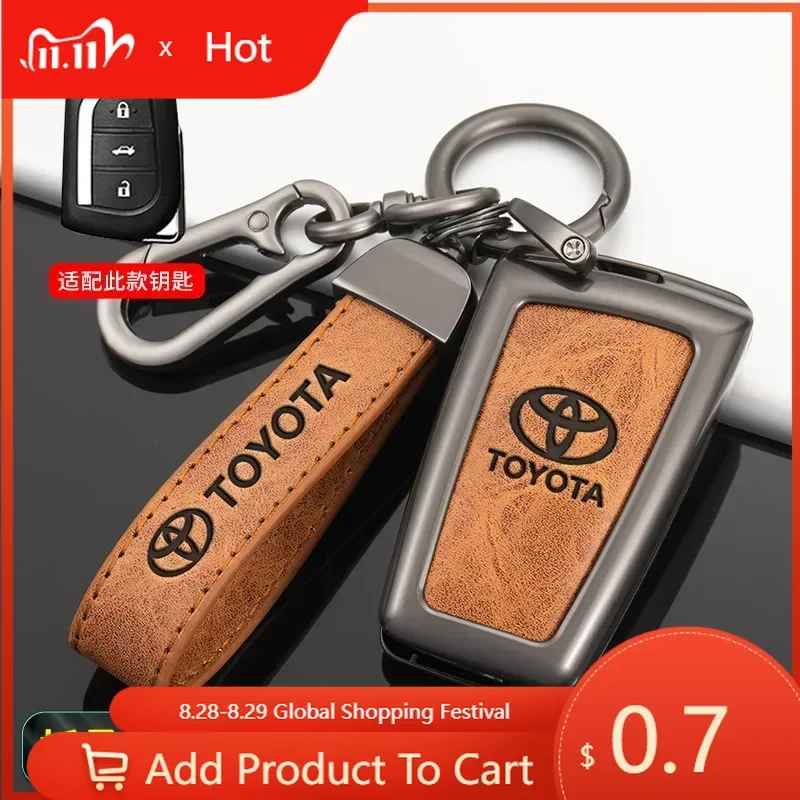 

Fot Toyota 2026, новый кожаный чехол для ключей из цинкового сплава, чехол для ключей автомобиля, сумка для Toyota Yaris Camry Corolla Prado REIZ Crown RAV4 Hilux A