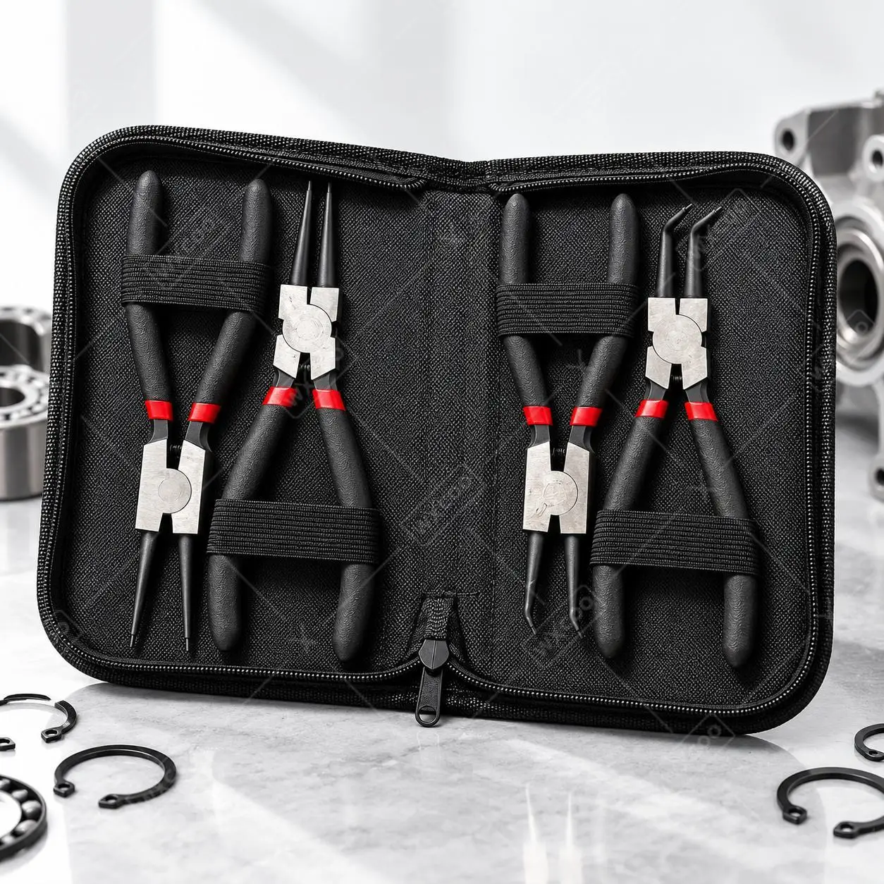 WXCOO Circlip Pliers Set Snap Ring Remover Tool 7 Inch Carbon Steel Straight Bent Inner Outer Retaining Clip for Auto Repair