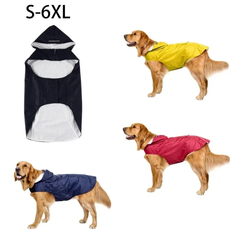 

S-6XL Плащ для собак Маленькие и большие собаки Водонепроницаемая одежда для домашних животных Светоотражающая куртка с дождевиком для собак Плащ для чихуахуа Товары для домашних животных