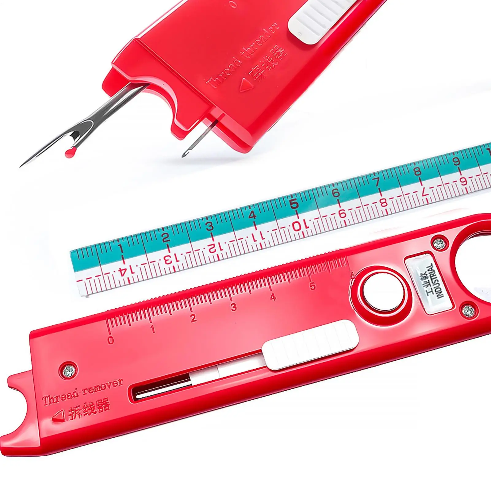 Automatic Sewing Needle Threader with Built In Ruler and Magnifier for Elderly Beginners Sewists Tailors Hobbyists Mending Shops