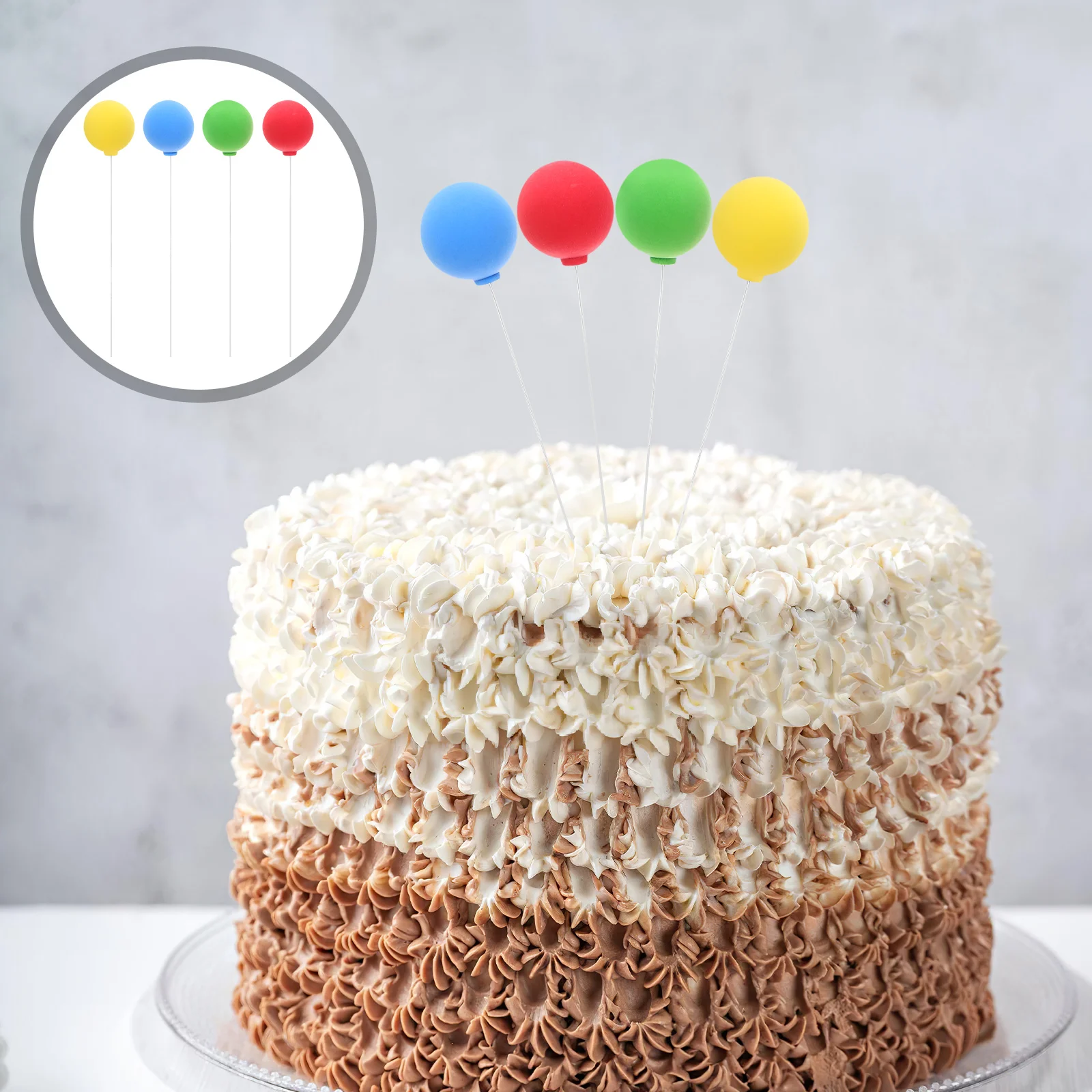 

40pcs Mini Toppers Colorful Round Clay Ball Cupcake Picks Birthday Party Decorations Decorations Balloons Toppers Cupcake