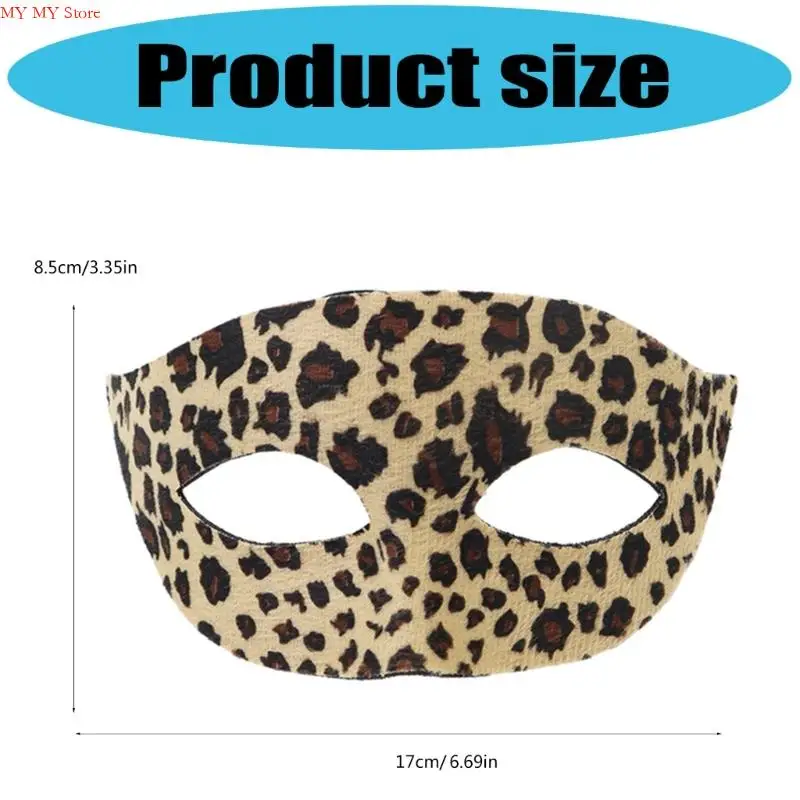 N1HE Fashionable Leopard Half Face Mặt nạ thực tế Phụ kiện trang phục Halloween dễ dàng để làm sạch cho người lớn và trẻ
