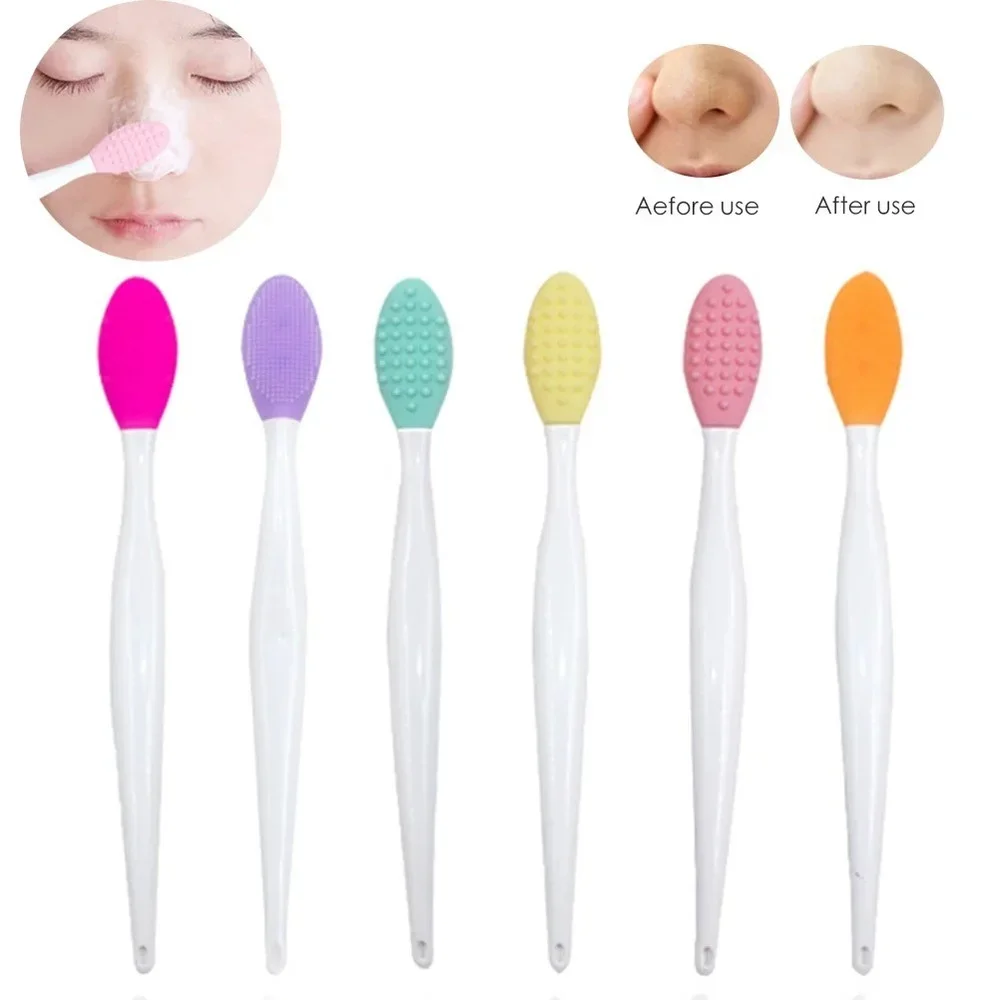 10pcsSoft Blackhead Remover Lip Exfoliating Brush Safe Double-Sided Wash Face Brush Scrub Washing Makeup Brush Blackhead Remover