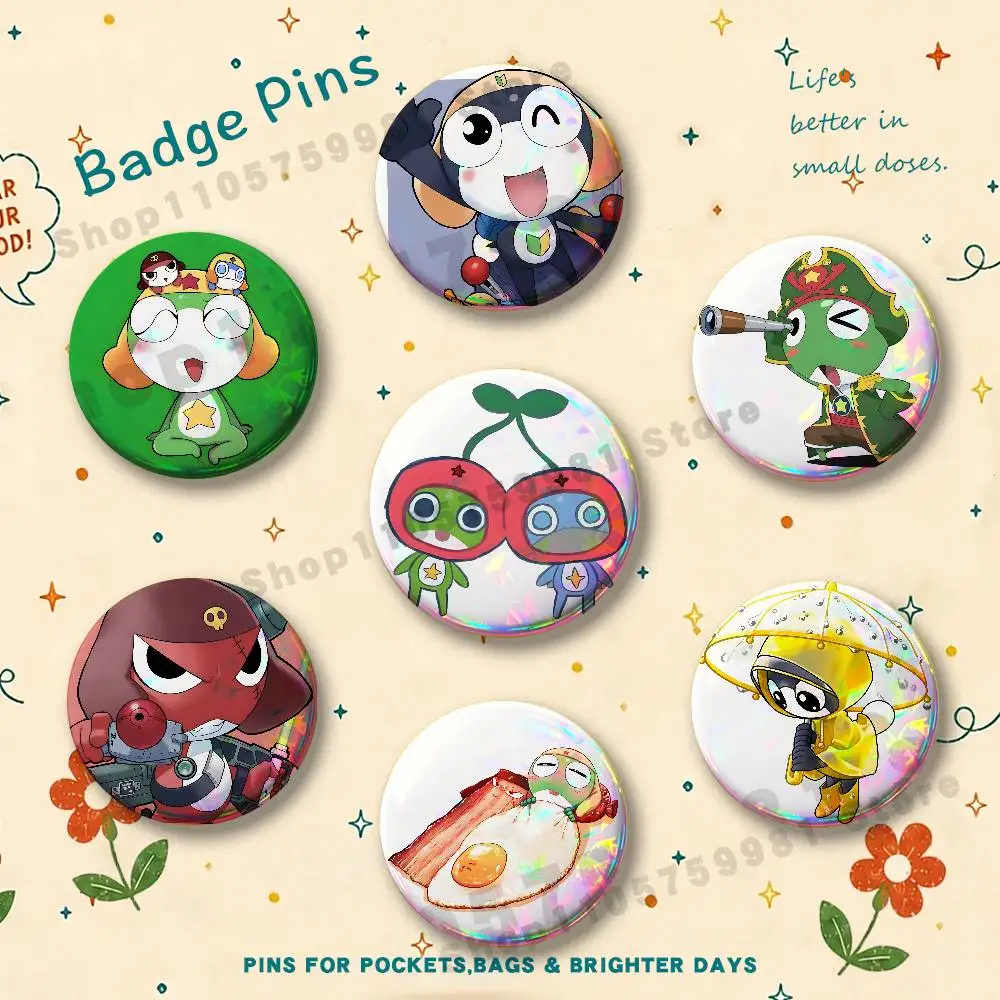 K-Keroro Gunso Enamel Pins Badge Round Brooch for Backpack Decor Accessories 25/32/44/58/75mm