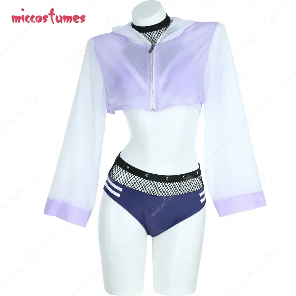 

CosplayWomen Swimsuit Sexy Bikini Set Halter Mesh Top and Shorts Two Piece Bathing Suit and Jacket