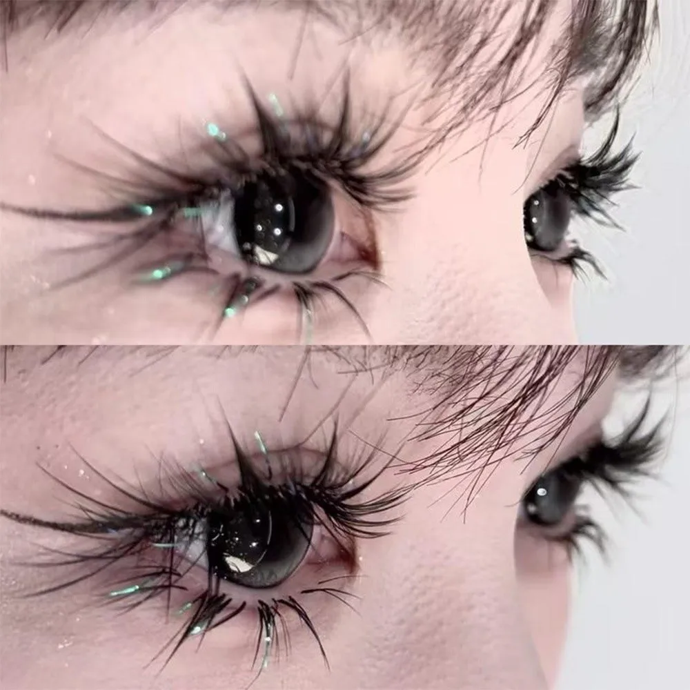 Colorful Rhinestone Rhinestone False Eyelashes Fluffy Texture Dazzling False Eyelashes Cross Strip Faux Eyelashes