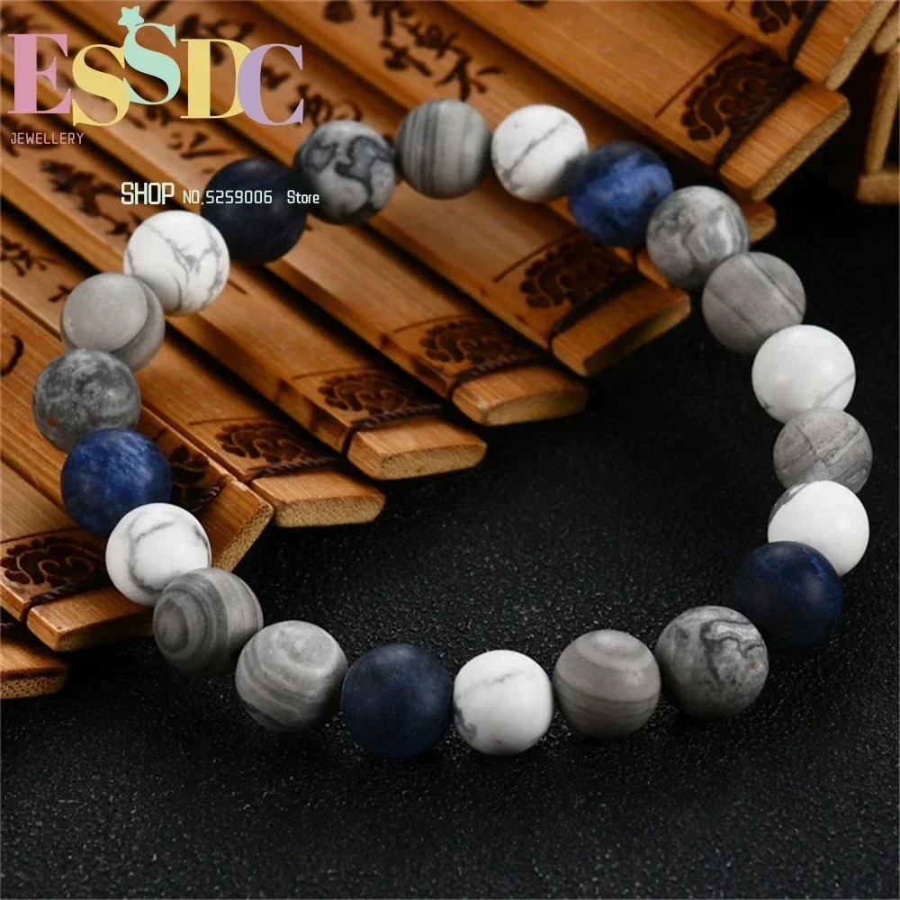 Lovers Cosmic Wind Planet Blue Stone Bracelet Frosted Stone Yoga Chakra Galaxy Bracelet for Men or Women Jewelry Dropship