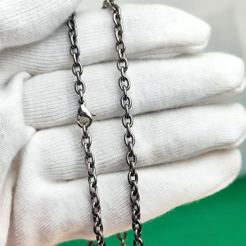 純チタン TA1 チェーンネックレス 3mm O 型溶接リンク、低刺激性の耐久
