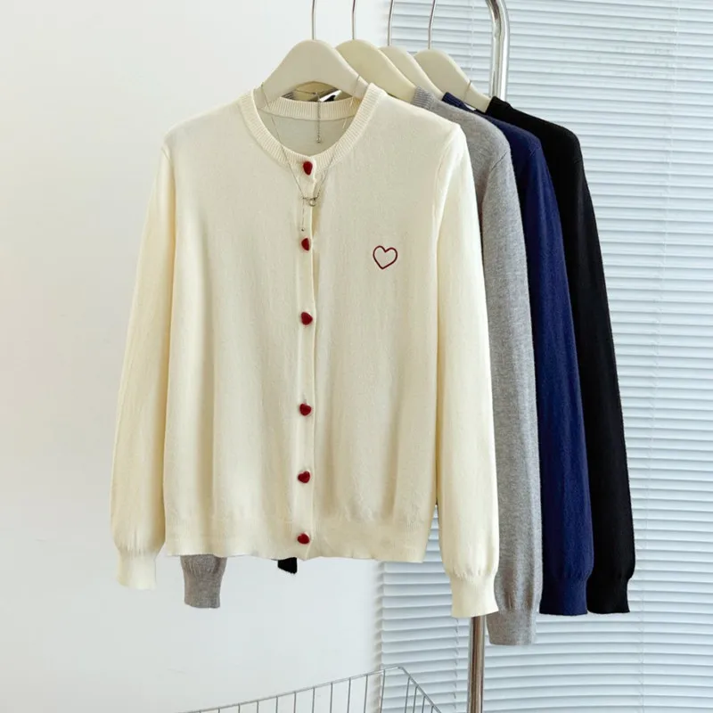 

Knitted Sweater Women Cardigans New Long Sleeve O-Neck Black Knit Sweater Cardigan Women Tops Knitwears Sueters De Mujer Q927