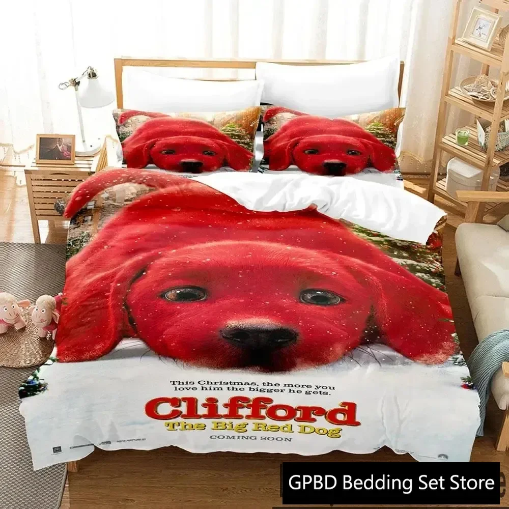 

3D Print Clifford the Big Red Dog Bedding Set Boys Girls Twin Queen King Size Duvet Cover Pillowcase Bed boys Adult