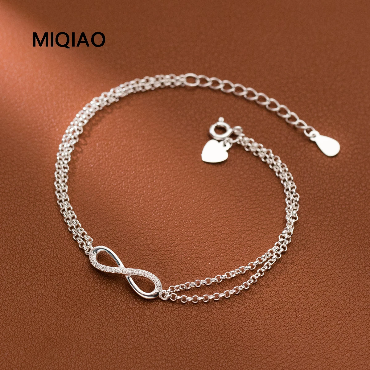 

MIQIAO 925 Sterling Silver 8-shaped Infinite Bracelet New In Jewelry For Women Chains On Hand Authentic 925 Silver Bracelets