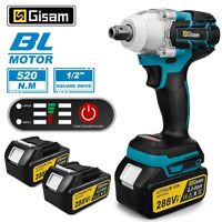 Gisam 520n.M Brushless Electric Impact Wrench 1/2 In Lithium-Ion Battery For Automotive Repair Power Tools For 18-21v Battery