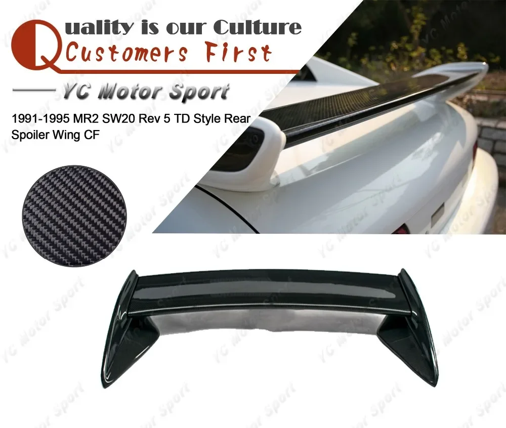 Car Accessories Carbon Fiber Rev 5 TD Style Rear Spoiler Fit For 1991-1995 MR2 SW20 Trunk Spoiler GT Wing