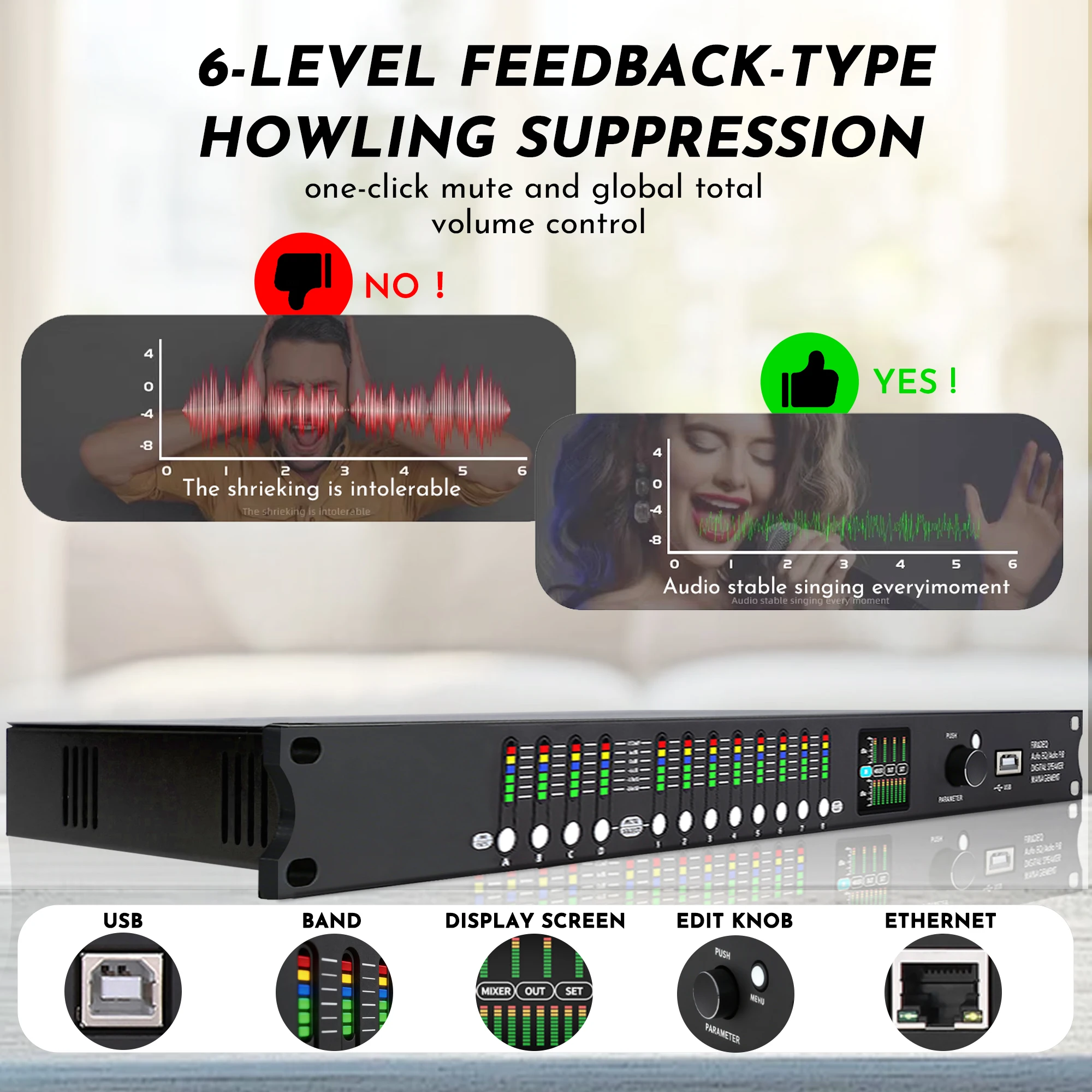 Paulkitson DP48XS Digital Audio Processor FIR AUTO EQ PC Software Control Color LCD Speaker Management for Stage Bar Home Audio