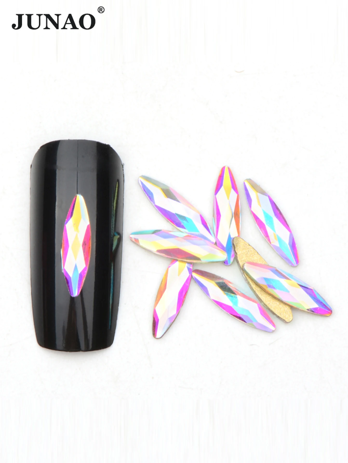 JUNAO 50pcs 5mm Glitter AB Crystal Nail Rhinestone Flat Back Heart Shape Crystals Sticker Glass Stones for Decorations Design