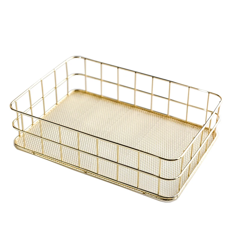 Gold Metal Iron Makeup Pen Storage Basket Nordic Makeup Brush Storage Box Desktop Sundry Storage Lipstick Brush Holder Iron Art